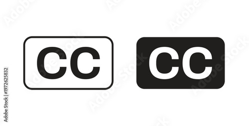 Tablou pe pânză Closed caption icon on white background. icon set