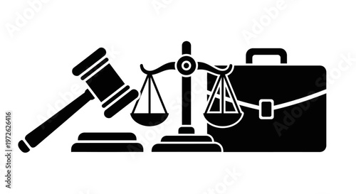 law justice court judge gavel scales briefcase.
