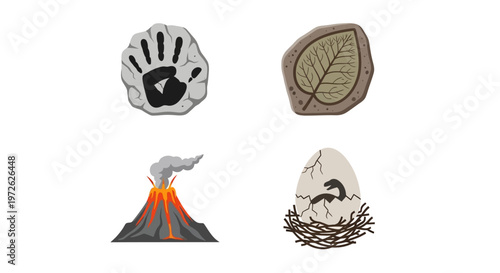 Collection of four earth science icons.