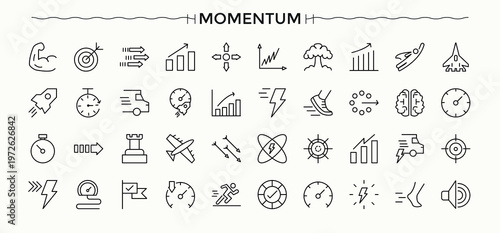 Physics icon set. Icons for UI designs. Science icon set. Contains such symbols as lab, mechanics, formula, research, science and more.