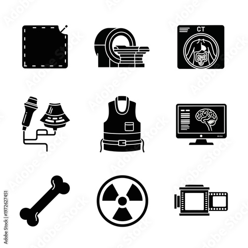Medical Imaging Technology Icons Set.