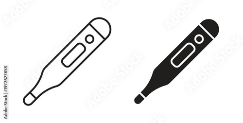 Digital thermometer icon on white background. icon set