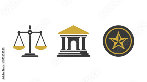 Justice, Government, and Law Enforcement Icons Set