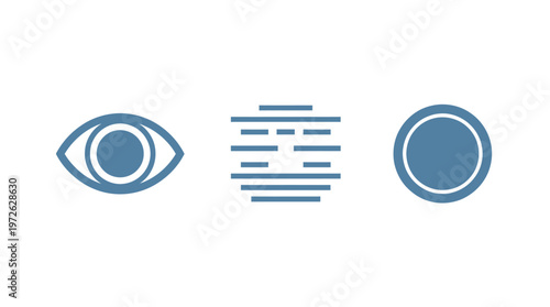 Eye, Data, Fingerprint Icons: Security, Vision, Identity, Technology, Biometrics