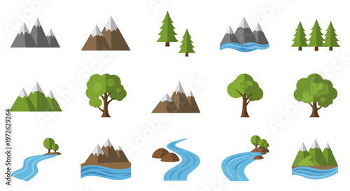 Collection of various landscape icons.