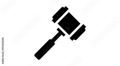 A black silhouette of a judge gavel.
