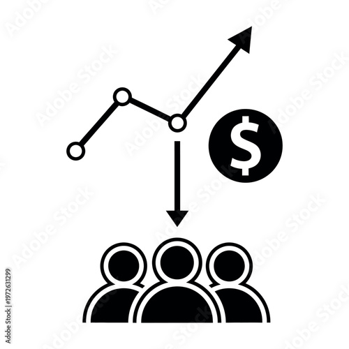 Financial Growth and Investment Distribution to a Group of People Icon