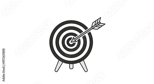 Bullseye Target with Arrow Hitting Center.