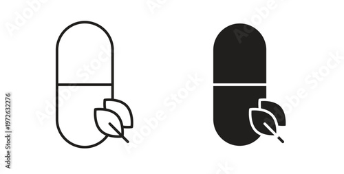 Herbal capsule icon on white background. icon set