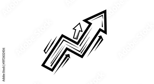 Abstract black arrows pointing upwards in a dynamic, zigzagging pattern symbolizing growth