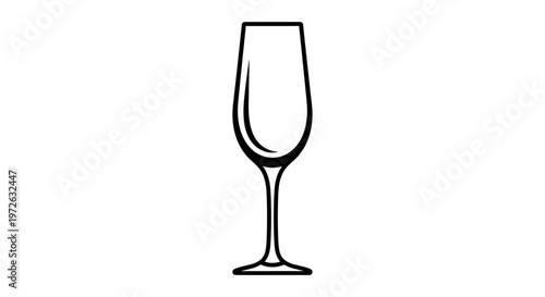 Elegant outline of a champagne flute glass on a clean white background
