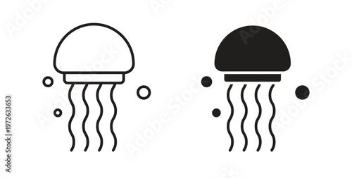 Jellyfish icon on white background. icon set
