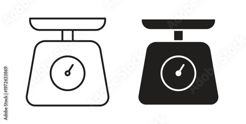 Kitchen scales icon on white background. icon set