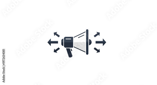 Megaphone with Inward and Outward Arrows, Representing Two-Way Communication on Isolated White Background