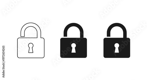 Set of padlock icons in different styles.