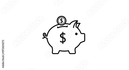 Simple line drawing of a piggy bank.