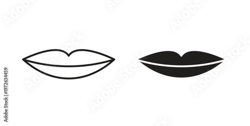 Lips icon on white background. icon set