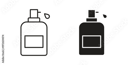 Liquid soap bottle icon on white background. icon set