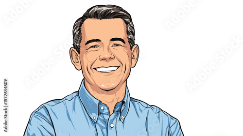 Smiling Adult Male Cartoon Vector Illustration for Professional Use