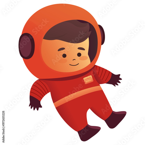 A cartoon character—an astronaut in a blue spacesuit, floating in zero gravity. A cute cartoon style often used for children's materials, websites, or games. 