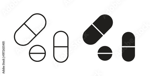 Medicine pills icon on white background. icon set