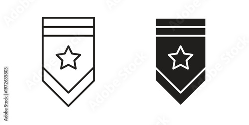 Military rank badge icon on white background. icon set