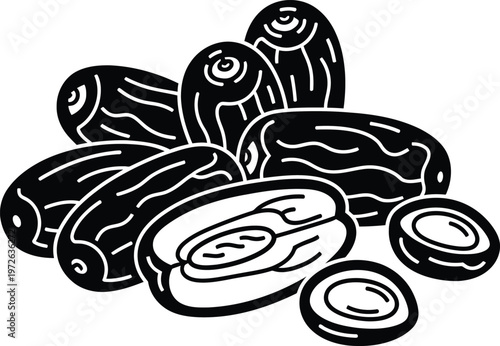 black and white drawing of sliced cucumbers