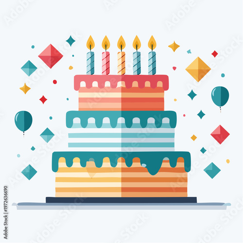 Gâteau Anniversaire Géométrique
