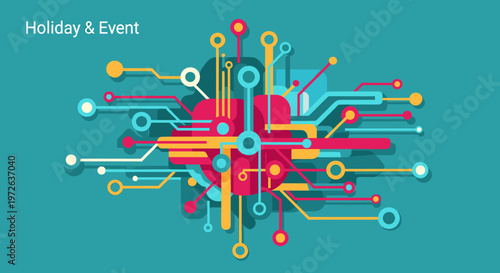 Clean and modern graphic element on teal background conveys innovation, connection, and a sense of calm, suitable for website design or marketing mate