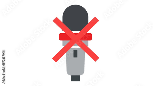 Censored Microphone with Red Cross vector icon