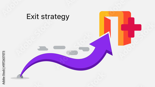 Exit Strategy Purple Arrow Moving Upward vector icon