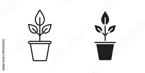 Bild auf Leinwand Plant Pot icon on white background. icon set