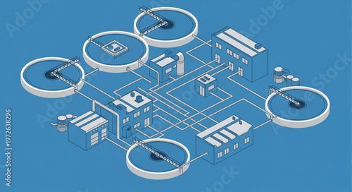 Autonomous quadcopter delivery drones network schematic illustration.
