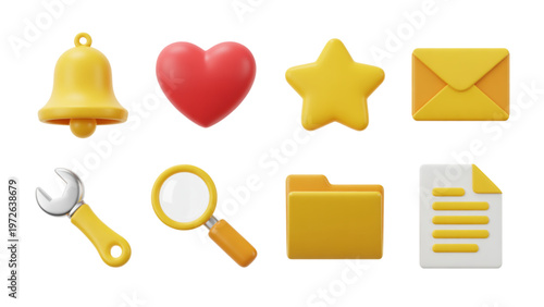 Set of colorful icons representing communication, emotions, and utilities Vector