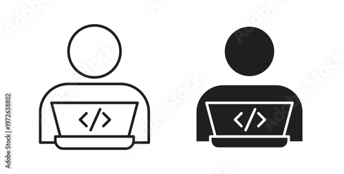 Programmer icon on white background. icon set