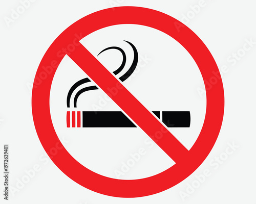 No smoking sign a red circle with a cigarette and smoke symbol