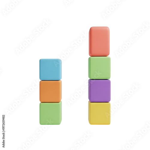 Stack of colorful cubes arranged in two columns