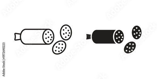 Sausage salami icon on white background. icon set