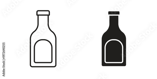 Sauce bottles icon on white background. icon set