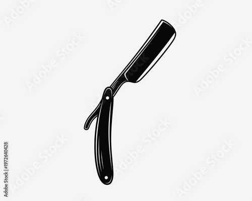 Vintage straight razor illustration on a neutral gray background