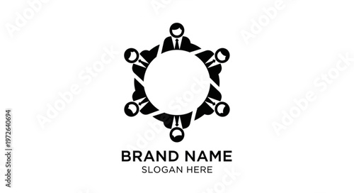 Business team round table meeting logo concept.