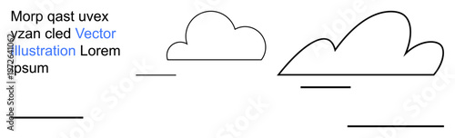 Nature, environmental design, minimalism, weather forecast, abstract art, graphical application. Abstract cloud shapes with thin linear shadows. Nature and environmental design concept