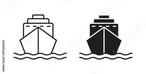 Ship icon on white background. icon set