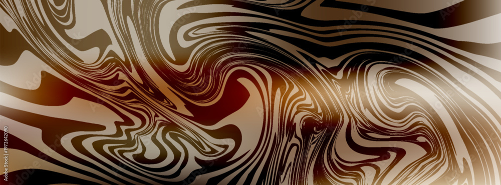 Fototapeta premium Abstract marbled background with earthy tones: metallic bronze, copper, brown, and deep red swirls. Fluid wave pattern and liquid texture.