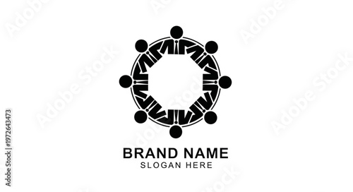 Circular teamwork community logo people holding hands.