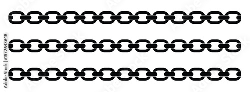 Chain black icon vector, simple flat illustration of linked chain, representing connection, strength, and security, suitable for apps, websites, and industrial design projects.