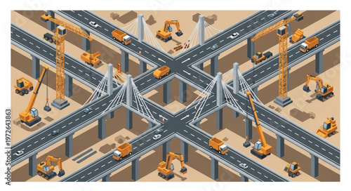 Collection of construction cranes excavators and heavy machinery.