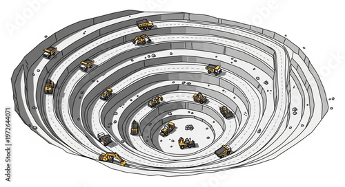 Concentric Spiral Terraced Amphitheater Viewed From Above.
