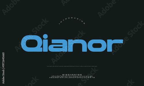 Qianor bold modern sans-serif font typography design on dark background with font family with font type with graphic design with design element with custom font with font name