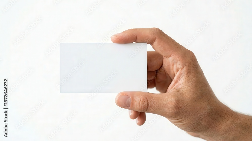 Obraz premium Realistic Photo of Hand Holding Blank Business Card for Marketing and Networking